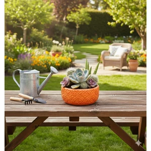 Pamir Candles Desenli Beton Saksı-Dış Mekan-Iç Mekan-Büyük Boy