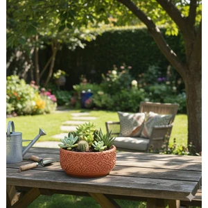 Pamir Candles Desenli Beton Saksı-Dış Mekan-Iç Mekan-Büyük Boy