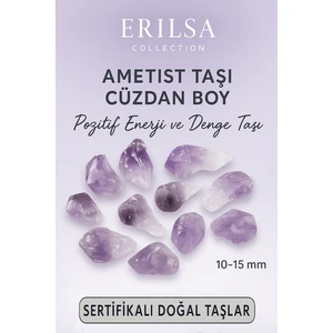 Tesbih Atölyesi Aşk Mutluluk Şans Cüzdan Taşı Doğal Sertifikalı Ametist Taşı Kütle