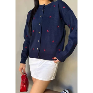 Kadın Fiyonk Nakışlı Triko Hırka P-00018424