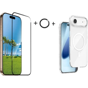 Iphone 17 Air Şeffaf Mika Magsafe Kılıf + Premium Esd Ekran Koruyucu + Kamera Koruyucu Gümüş