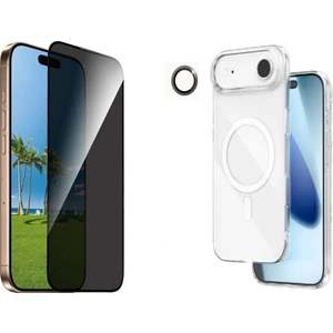 Iphone 17 Air Şeffaf Mika Magsafe Kılıf + Antistatik Hayalet Ekran Koruyucu + Kamera Koruyucu Siyah