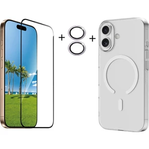 Iphone 17 Şeffaf Mika Magsafe Kılıf + Premium Esd Ekran Koruyucu + Kamera Koruyucu Mor