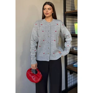 Kadın Fiyonk Nakışlı Triko Hırka P-00018424