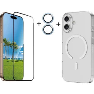 Iphone 17 Şeffaf Mika Magsafe Kılıf + Premium Esd Ekran Koruyucu + Kamera Koruyucu Açık Mavi