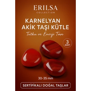 Tesbih Atölyesi Sertifikalı Karneol - Karnelyan Akik Taşı Kütle 3’lü Set (30-35 mm) – Tutku ve Enerji Taşı