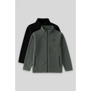 Standart Fit 2li Paket Siyah-Haki Erkek Çocuk Polar Sweatshirt - 11223