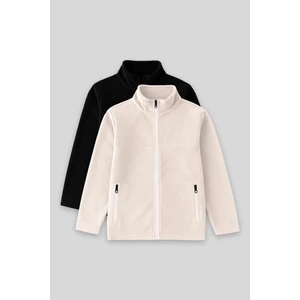 Standart Fit 2li Paket Siyah-Bej Erkek Çocuk Polar Sweatshirt - 11223