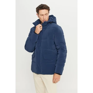 Standart Fit Normal Kesim Dik Yaka Kapüşonlu Kapak Cepil Kaban