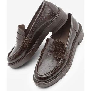 Kadın Loafer Günlük Klasik Ayakkabı Casual Makosen Fonle Kahve Croco