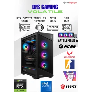 Dfs Gaming Volatıle Intel Core I7 14700KF-B760M-A-RTX 5070TI-32GB Ddr5 Ram-1tb M.2 Ssd-Masasüstü Oyuncu Bilgisayarı