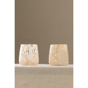 Spotted El Yapımı Kendinden Renkli 2'li Su Bardak Seti Bej-Krem 330 cc