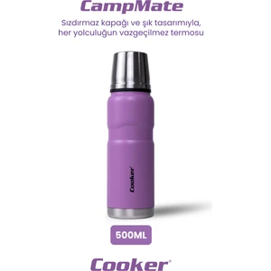👉 Campmate 500 ml Paslanmaz Çelik Termos | Çift Kat Vakumlu, 12 Saat Sıcak – 24 Saat Soğuk, Sızdırmaz Kapak