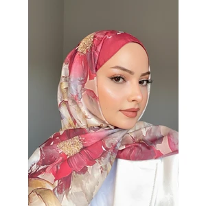 Desenli Pamuk Soft Şal Bordo Krem Ps4