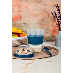 Kaşıklı Yemek Taşıma ve Saklama Kabı | Müsli ve Yoğurt Kabı Lacivert  7167641