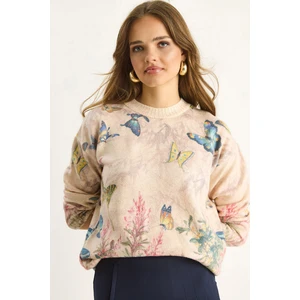 Kadın Parçalı Triko Kazak