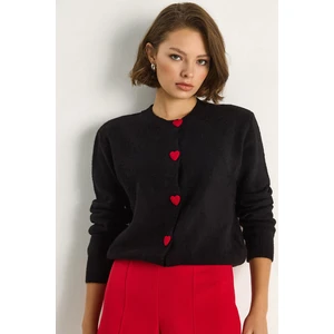 Kadın Kalp Düğmeli Triko Hırka