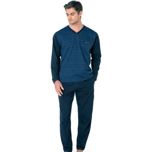 Pierre Cardin 6110 Erkek Saks Kuzun Kollu V Yaka Pijama Takımı