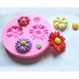 6 Mini Çiçek Silikon Kalıp Yüksek Hassasiyetli Pembe Renkli Dekoratif Obje