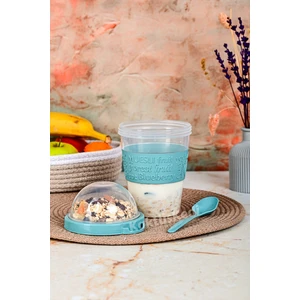 Kaşıklı Diyet Bardağı Taşınabilir Yemek Saklama Yoğurt Kabı Turkuaz  7167651