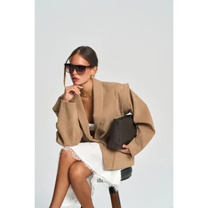 Bronte Omuz Detaylı Koyu Bej Blazer