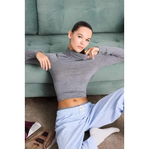 Modal Kaşmir Yumuşak Dokulu Balıkçı Yaka Uzun Kollu Üst-Fall in Love