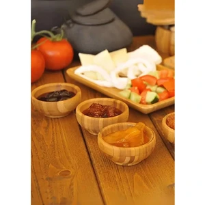 Mucit Home  Bambu 6'lı Bambu Mini Lokumluk, Çerezlik, Sosluk & Reçellik Sunum Set