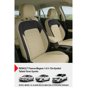 Mocha Taytüyü Oto Koltuk Kılıfı (Renault Fluence-Megan 1-2-3-Clio-Symbol-Taliant-Toros Uyumlu)