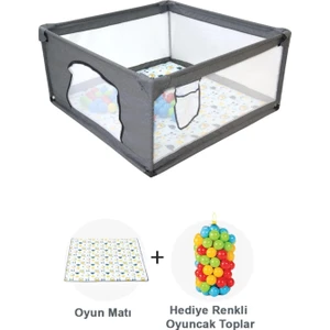 Premio Keten Güvenli Bebek ve Çocuk Oyun Alanı Oyun Parkı 120X120 Oyun Matı ve Topları