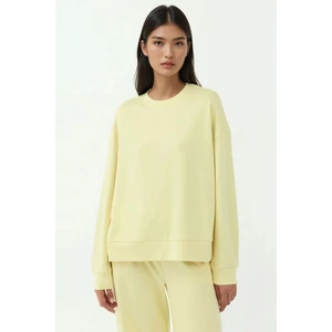 Kadın Modal Touch Basic Sweatshirt Limon Sarısı