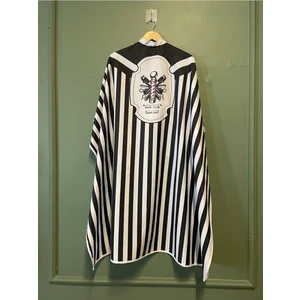 Önlük Sepeti  Siyah Desenli Penuar Berber Önlüğü Saç Kesim Önlüğü Tıraş Önlüğü