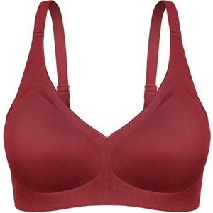 Lazer Kesim Balensiz Dikişsiz Sütyen-Desteksiz- Kırmızı