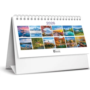 Keskin 2026-MTK-823 Karton Üçgen Masa Takvim-Manzaralar