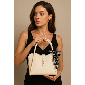 Kadın Kilit Detaylı Üç Bölmeli Tasarım Çıkarılabilir Makyaj Çantalı El ve Omuz Çantası Rio