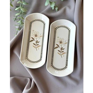 Floral 2 Adet Oval Peynir Tabağı Kahvaltılık