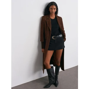 65478 Triko Detaylı Kaban-Kahve