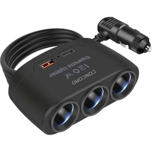 C-778 120W  Çakmaklık Çoğaltıcı + Type-C + USB  Çıkışlı