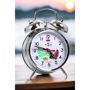 Nostaljik Kurmalı Tavuklu Guguklu Metal Masa Saati | Mekanik Alarmlı Çalar Saat  7175391