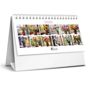 Keskin 2026-MTK-822 Karton Üçgen Masa Takvim-Çiçek