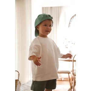 Beyaz Bisiklet Yaka Oversize T-Shirt Bebek - Çocuk