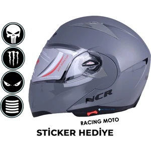 Çene Açılır Nardo Gri Kask (Ece Belgeli) Sticker Hediyeli