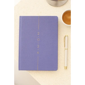 Matt Notebook 2026 Yılı A5 Keten Haftalık Ajanda 15X21 cm - 12 Aylık Lila