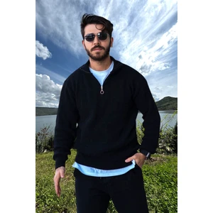 Erkek Triko Kazak Fermuarlı Dik Yaka