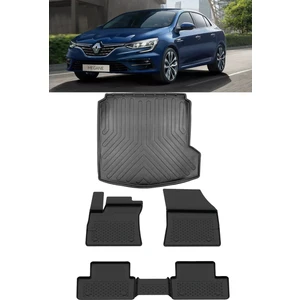 Renault Megane 4 Sedan 2016 Sonrası Touch Paket  Rizline 3D Sağ Cepli Bagaj Havuzu Set