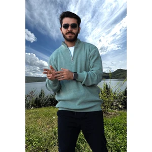 Erkek Triko Kazak Fermuarlı Dik Yaka