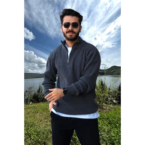 Erkek Triko Kazak Fermuarlı Dik Yaka