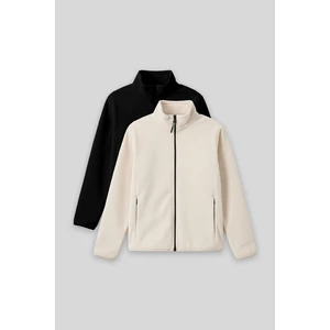 Standart Fit 2li Paket Siyah-Bej Kız Çocuk Polar Sweatshirt - 75154