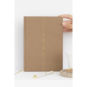 Matt Notebook 2026 Yılı A5 Keten Haftalık Ajanda 15X21 cm - 12 Aylık Sütlü Kahve