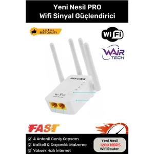 4 Antenli Tekrarlayıcı Wıfı Repeater Adsl Yükseltici 1200 Mbps Güçlendirici Tekrarlayıcı