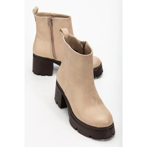 Topuklu Bot Kadın Platform Ten Yüzüdüz Fermuarlı